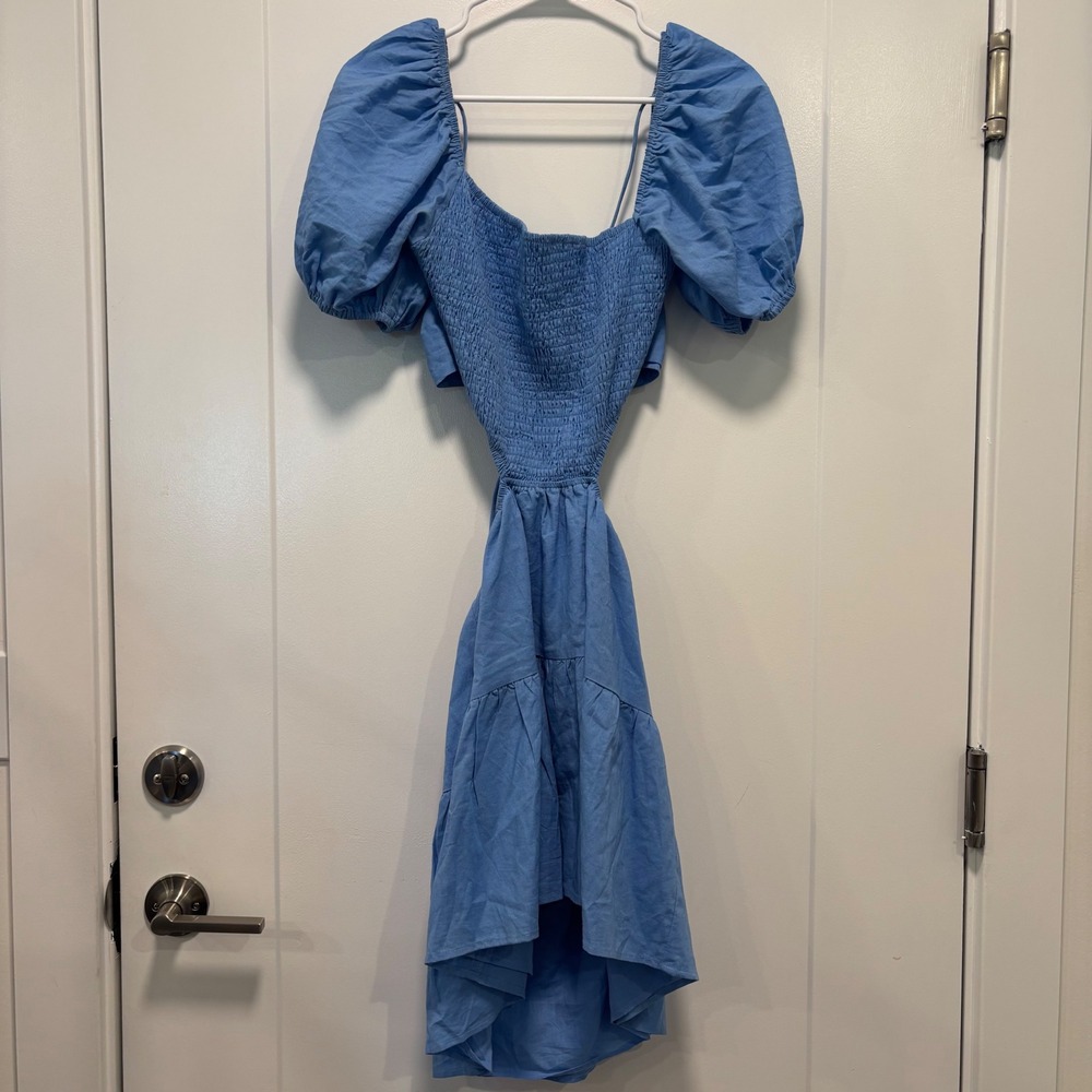 Sabo Skirt Light Blue Tiered Midi Dress Women Size M USA 6 Long Sleeve Australia